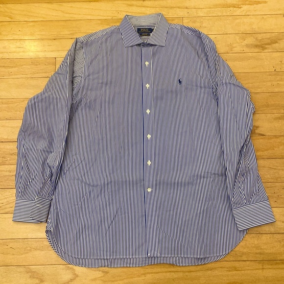 RALPH LAUREN Dress Shirt (16.5, Blue/White, Cotton) - Picture 2 of 4